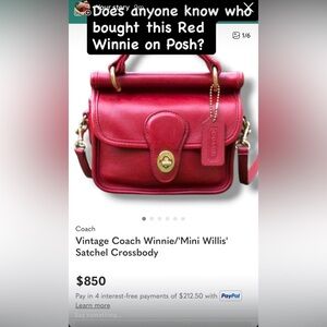 Searching for the buyer of this Coach Red Winnie from BrandySantee